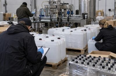 Следователи осматривают ёмкости и оборудование нелегального алкогольного цеха